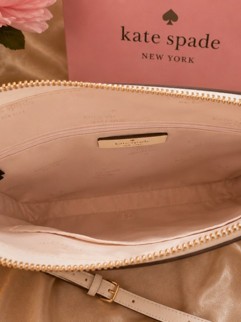 kate spade Cream Saffiano Leather Crossbody with Gold Hardware - Picture 2 of 4